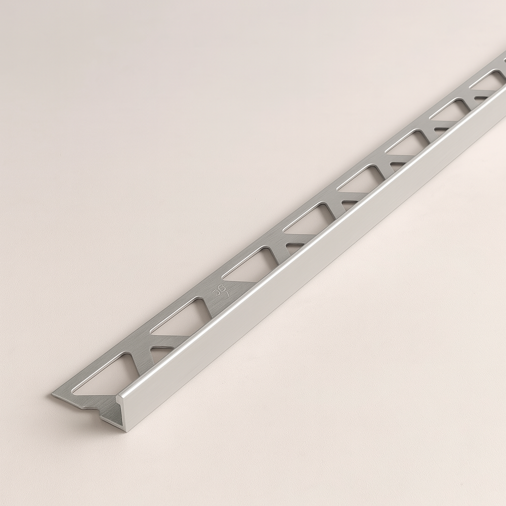 1½″ Tile Edge Trim – 8‑ft L‑Shape, Brushed Nickel/Black/Gold