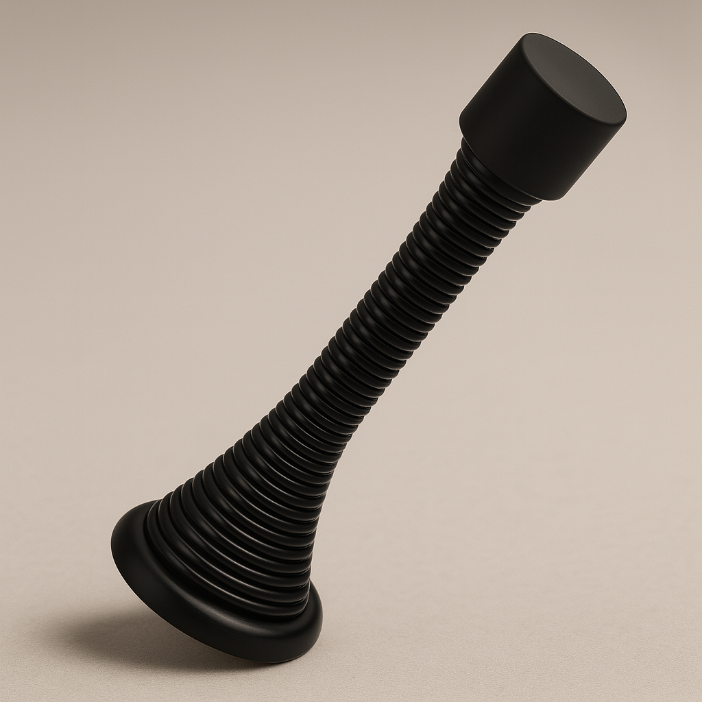 Spring Door Stop – Flexible Steel Coil with Rubber Tip, Silver/Black/Gold