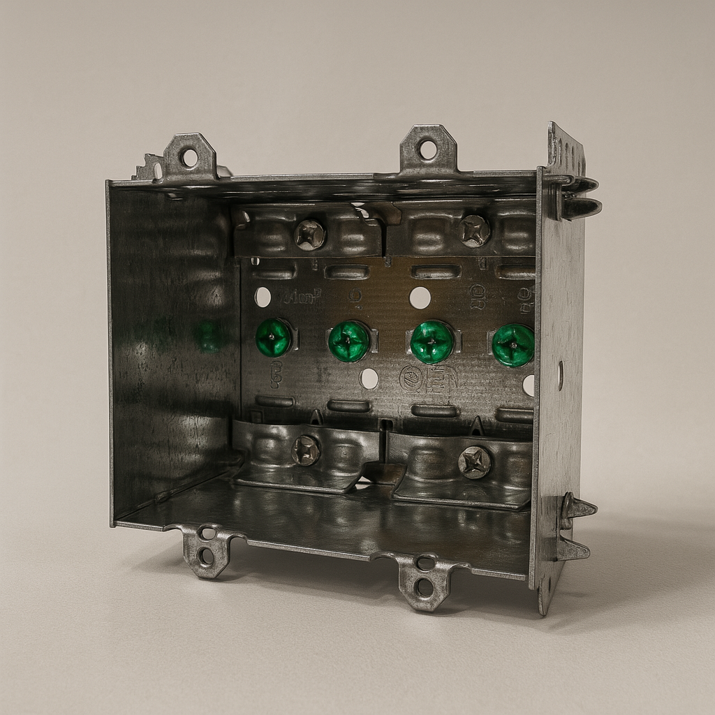 2‑Gang Steel Device Box 3 × 3¾ × 2½ – Galvanized, ETL Listed