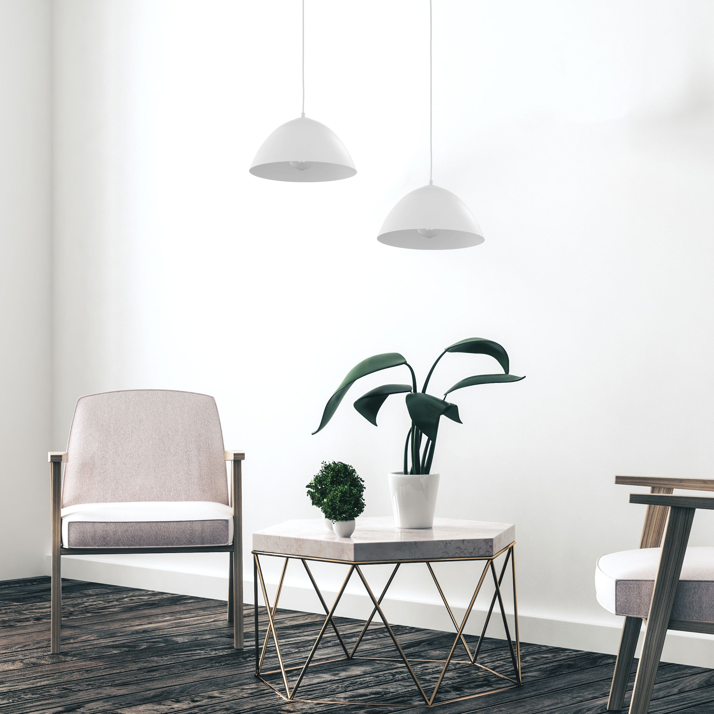 FARO White Mid-Century Modern Pendant Light M