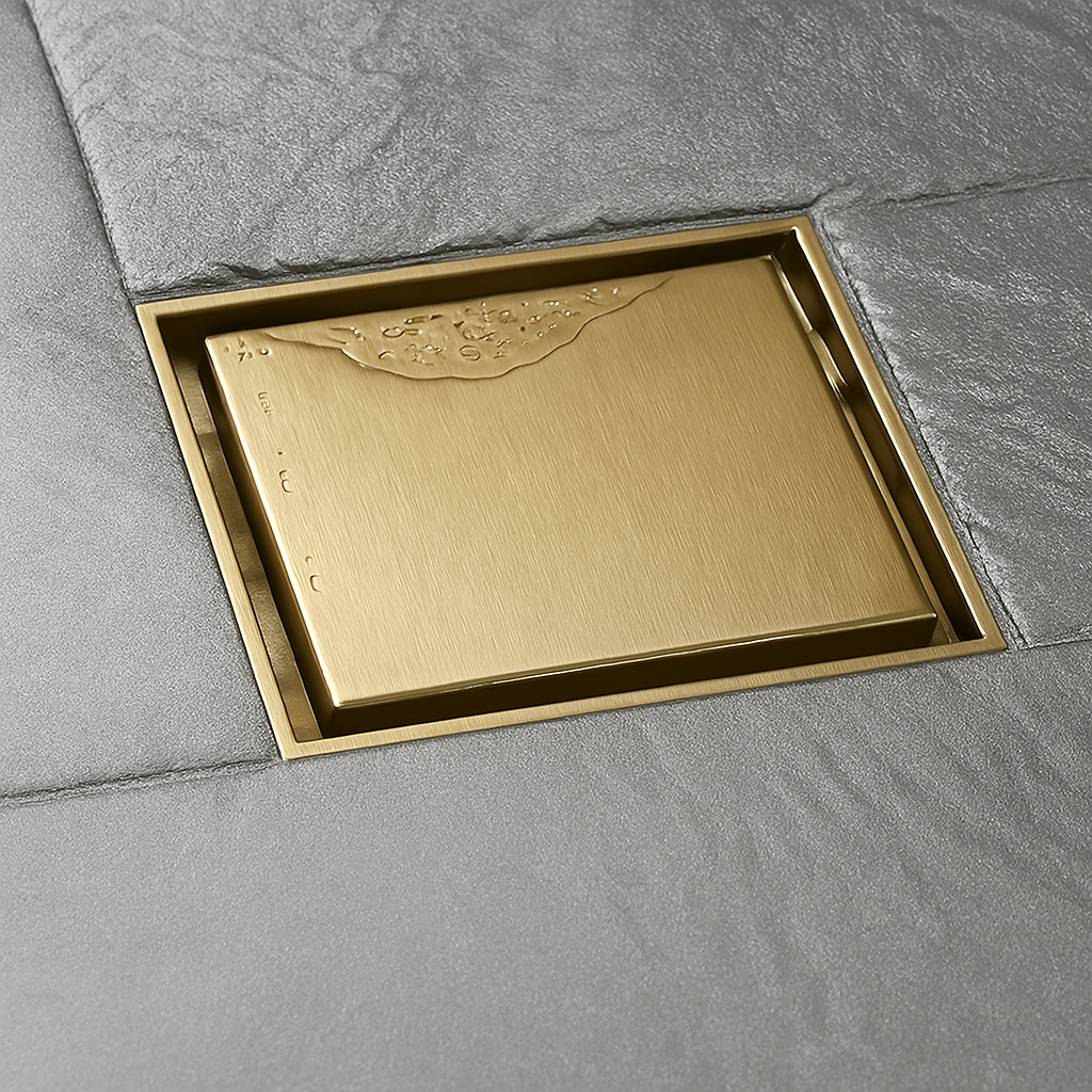 Architect Square Shower Drain – 6"x6", Tile-In or Grate Cover, 304 Stainless