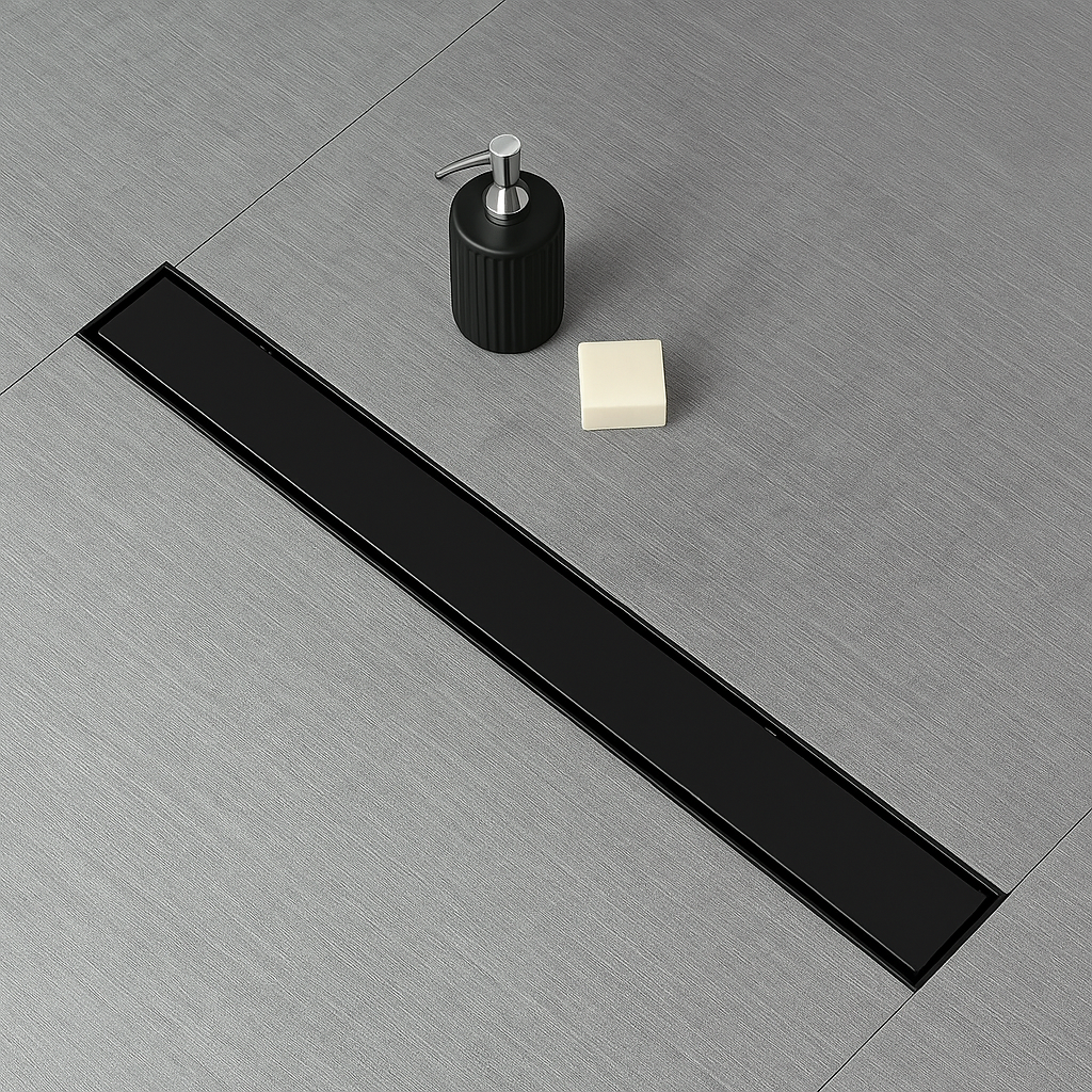 Architect Linear Shower Drain – 32" Linear Shower Drain with Leveling Feet, ABS Base Flange & LESSO Flush Bushing – Tile Insert & Grate Cover(UPC Certified)