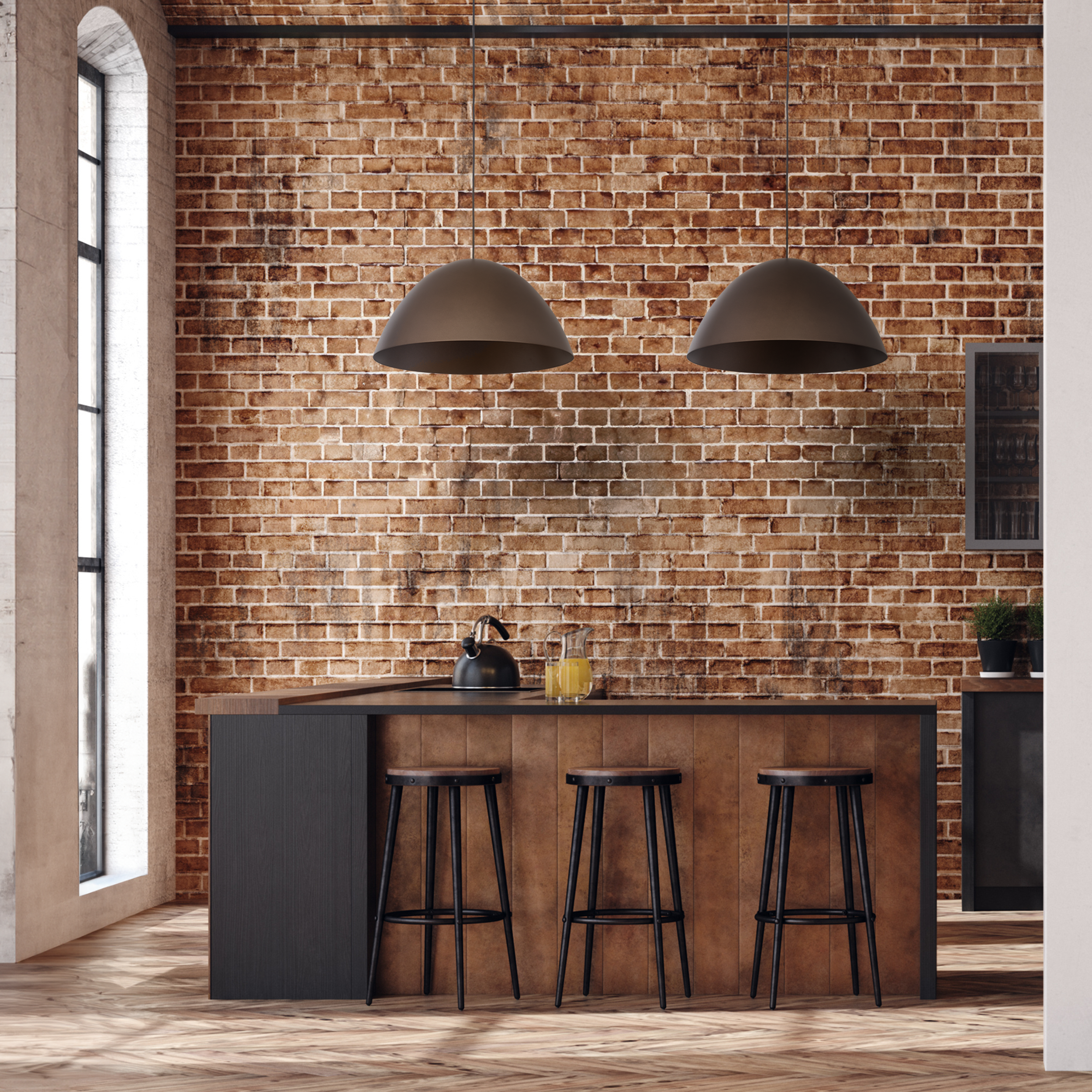 FARO Brown Mid-Century Modern Pendant Light L