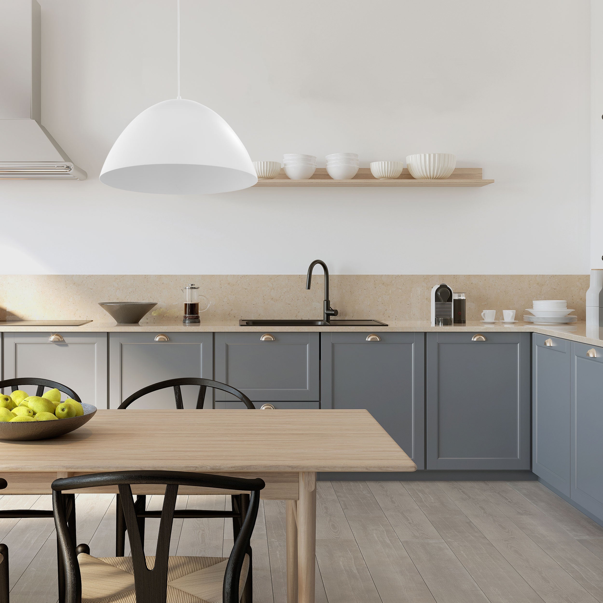 FARO White Mid-Century Modern Pendant Light L