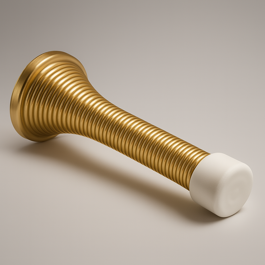 Spring Door Stop – Flexible Steel Coil with Rubber Tip, Silver/Black/Gold