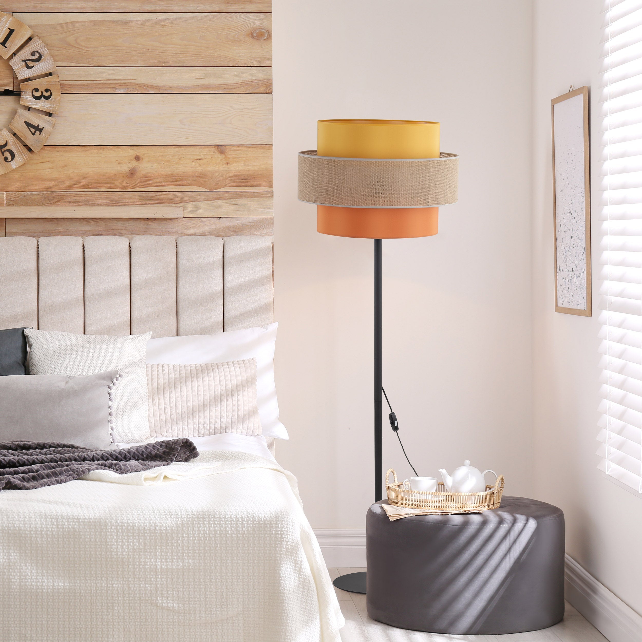 TRIO Jute  Mid-Century Boho Floor Lamp