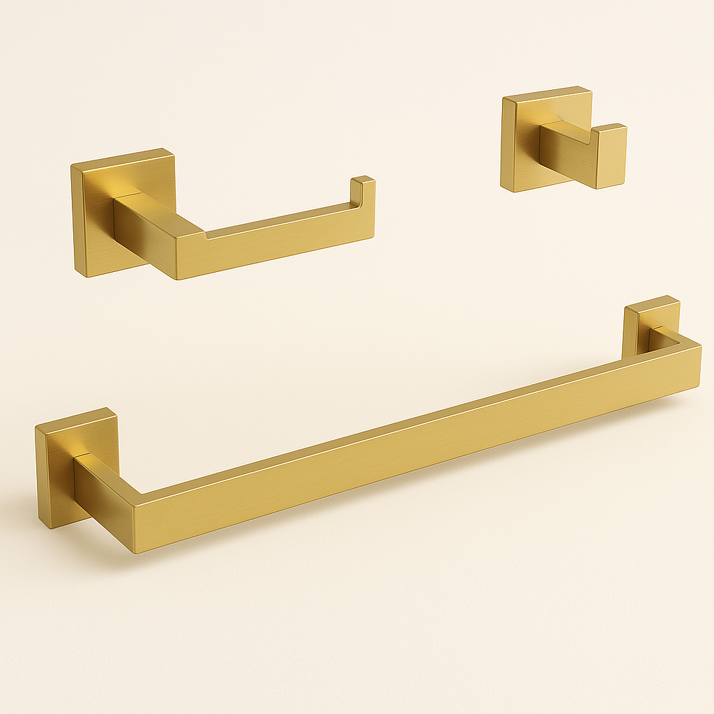 3-Piece Matte Black Bathroom Hardware Set – Towel Bar + Hook + TP