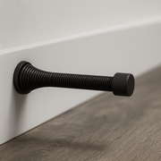 Spring Door Stop – Flexible Steel Coil with Rubber Tip, Silver/Black/Gold