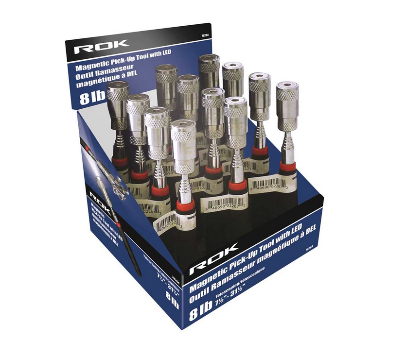 ROK - 8 LB MAGNETIC PICK-UP TOOL- WITH LED