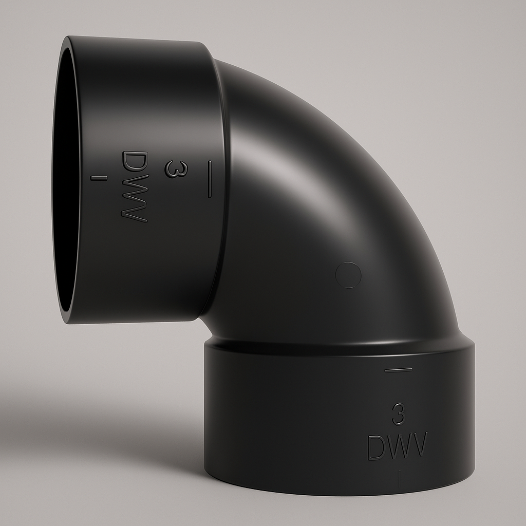 LESSO ABS 90° Elbow Hub x Hub DWV Fitting – Short Turn (1-1/2" & 2")