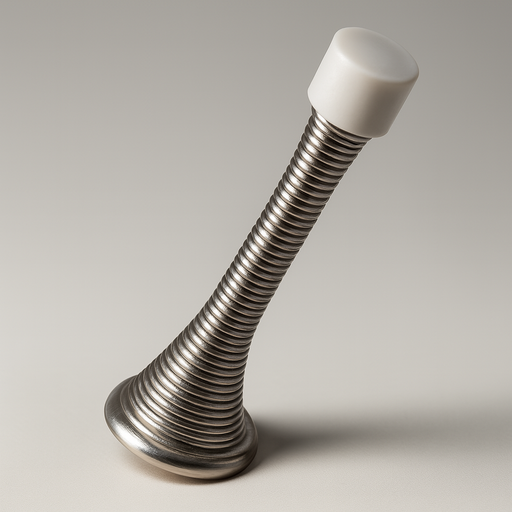 Spring Door Stop – Flexible Steel Coil with Rubber Tip, Silver/Black/Gold
