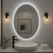 Noir Éclipse Oval Backlit LED Vanity Mirror – Anti-Fog | 24–30"