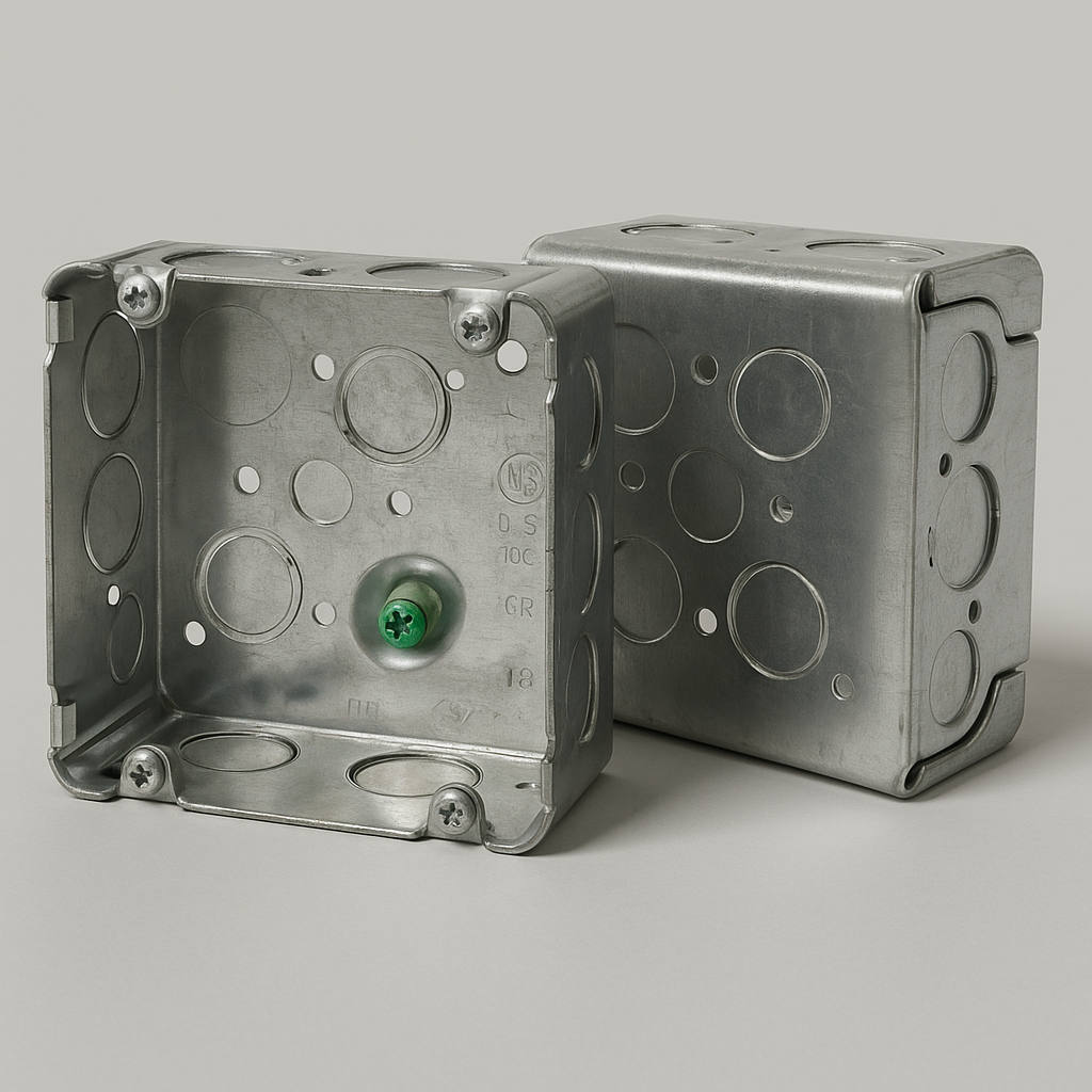 4‑Inch Square Device Box – Galvanized Steel, 1.1 mm, ETL Listed