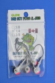 🍁Big Sky Mean Machine 1/4oz Glow Jig Heads 4/pack