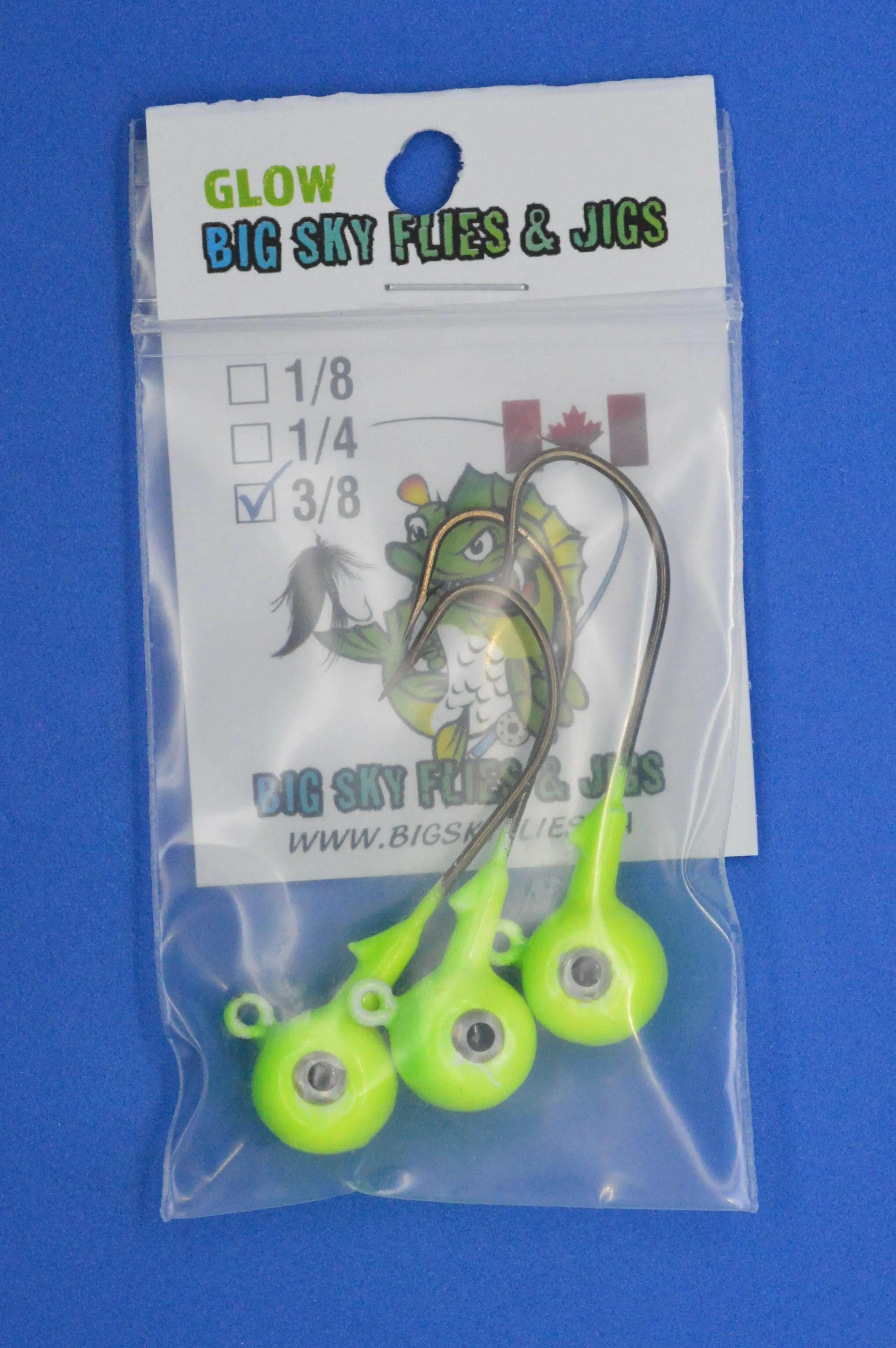 🍁Big Sky Titan 3/8oz Heavy Duty Jig Heads Glow 3/pack