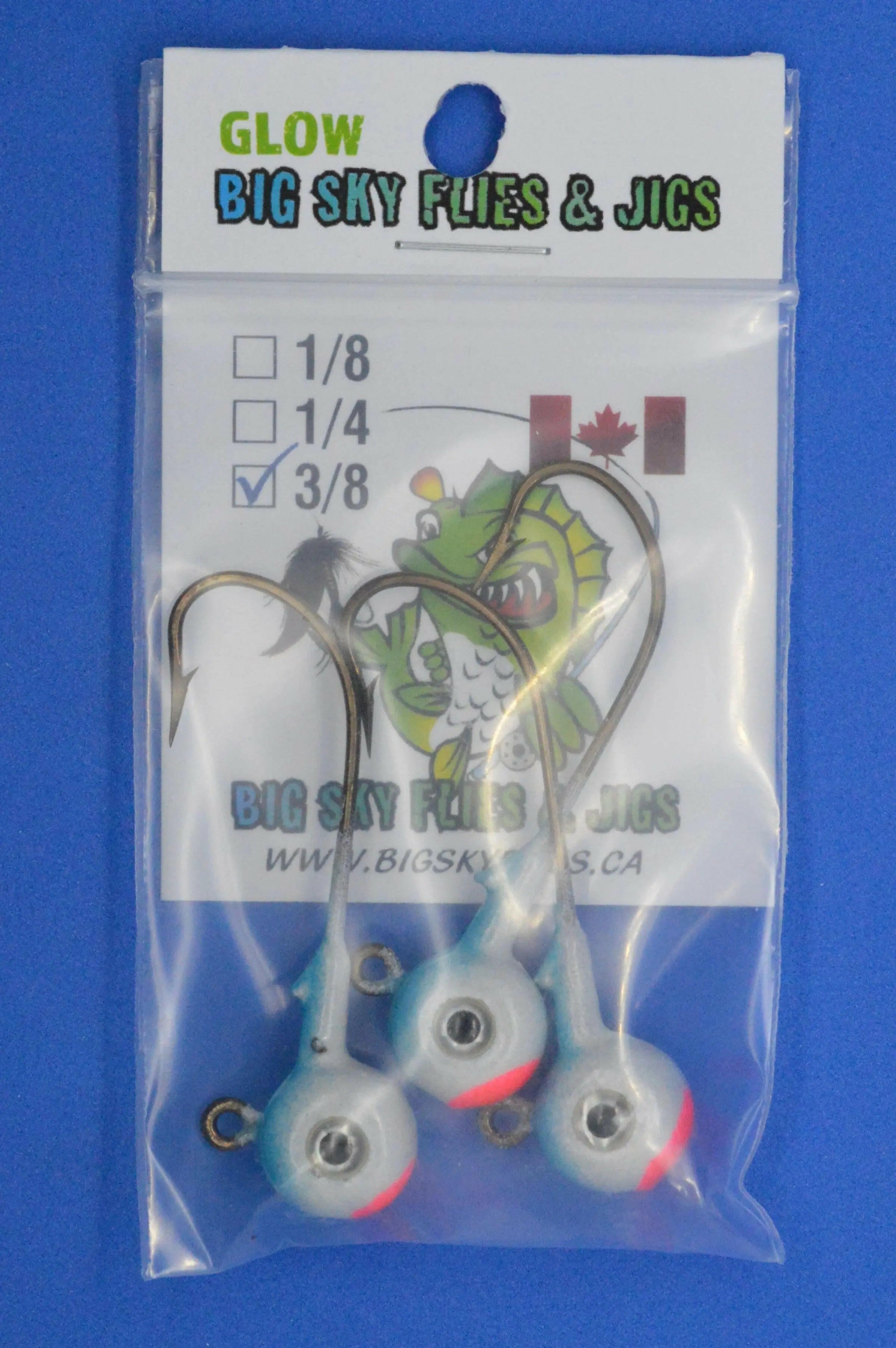 🍁Big Sky Titan 3/8oz Heavy Duty Jig Heads Glow 3/pack