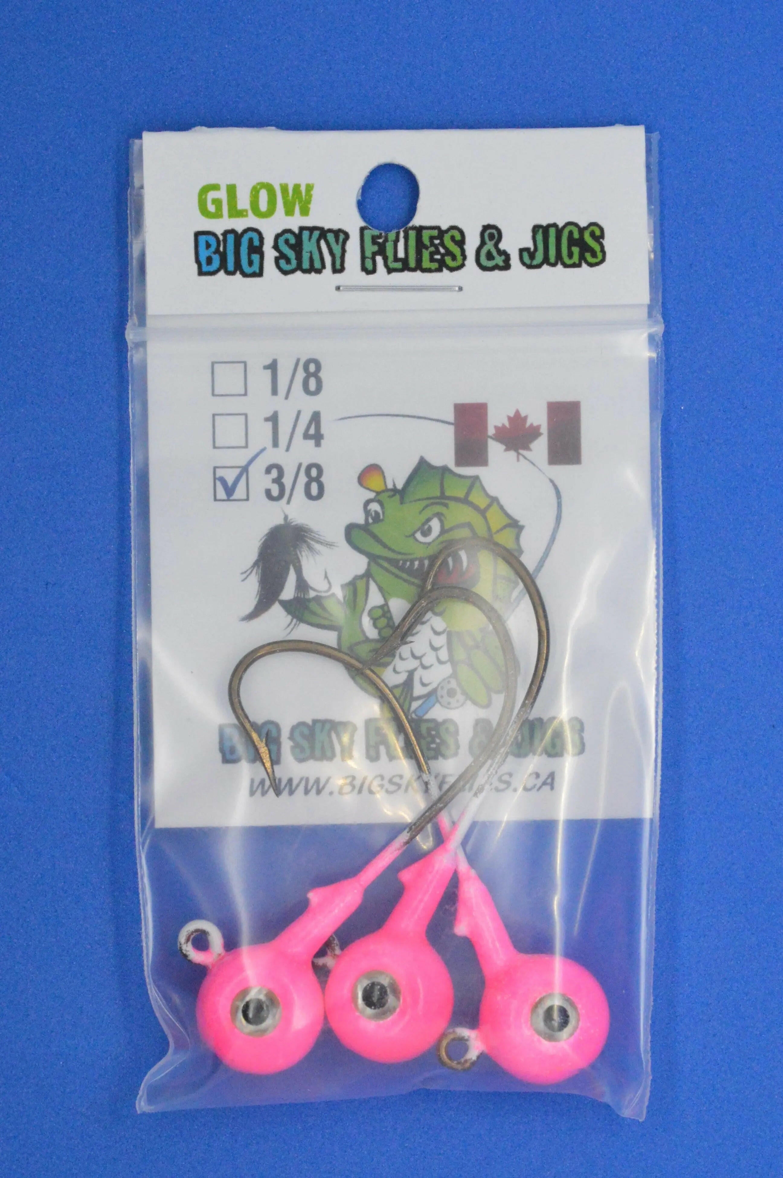 🍁Big Sky Titan 3/8oz Heavy Duty Jig Heads Glow 3/pack