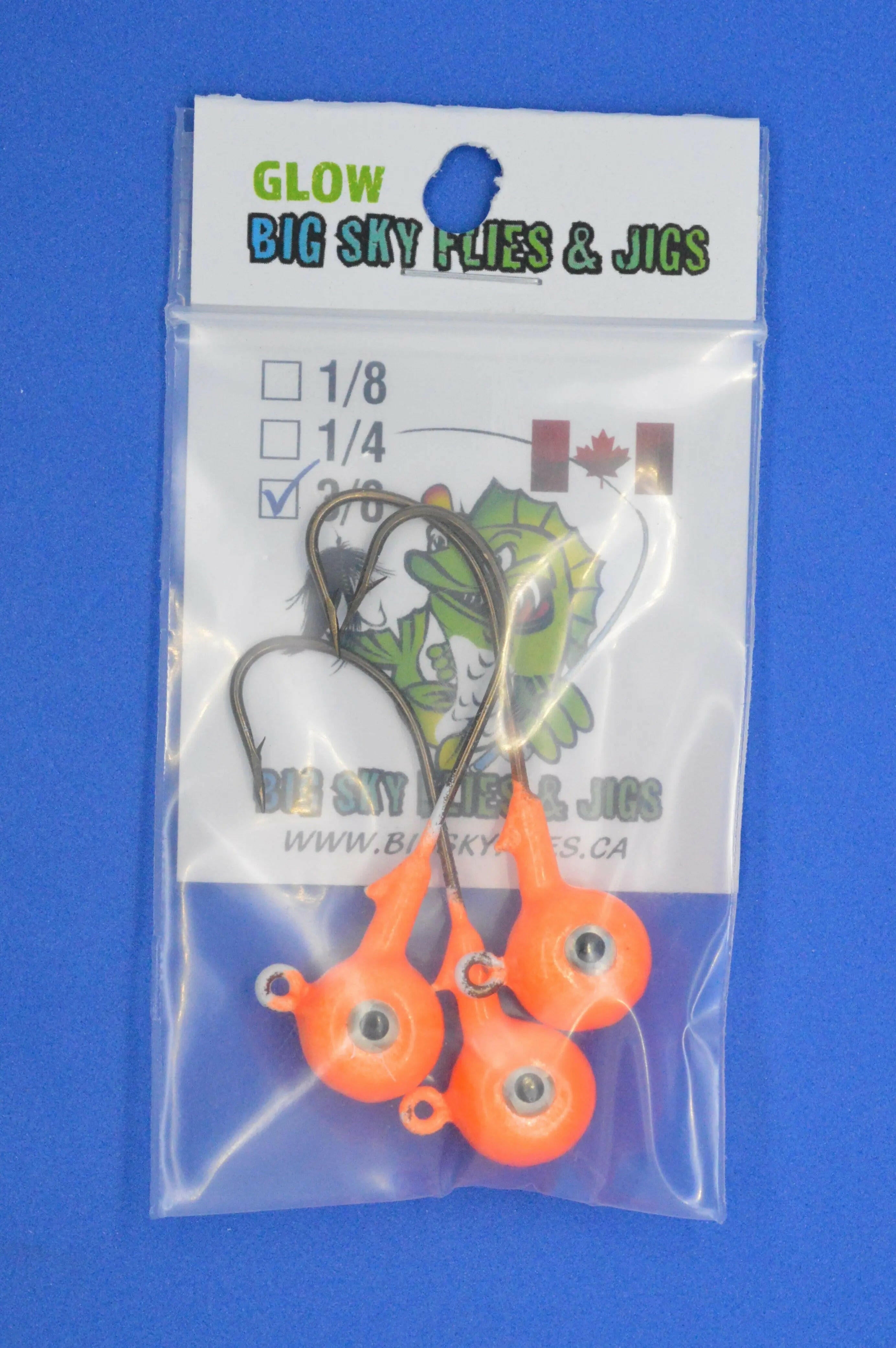 🍁Big Sky Titan 3/8oz Heavy Duty Jig Heads Glow 3/pack