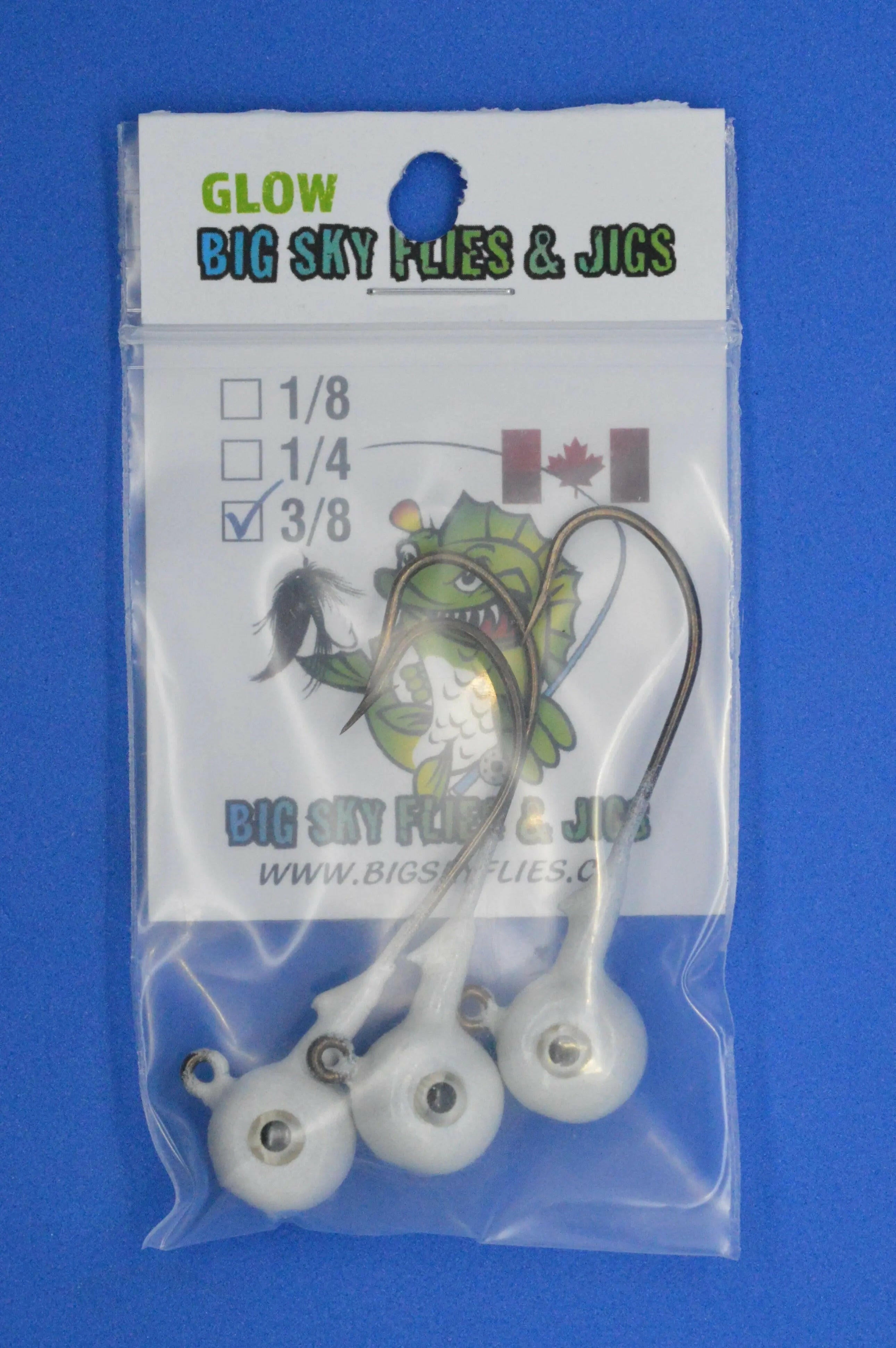🍁Big Sky Titan 3/8oz Heavy Duty Jig Heads Glow 3/pack