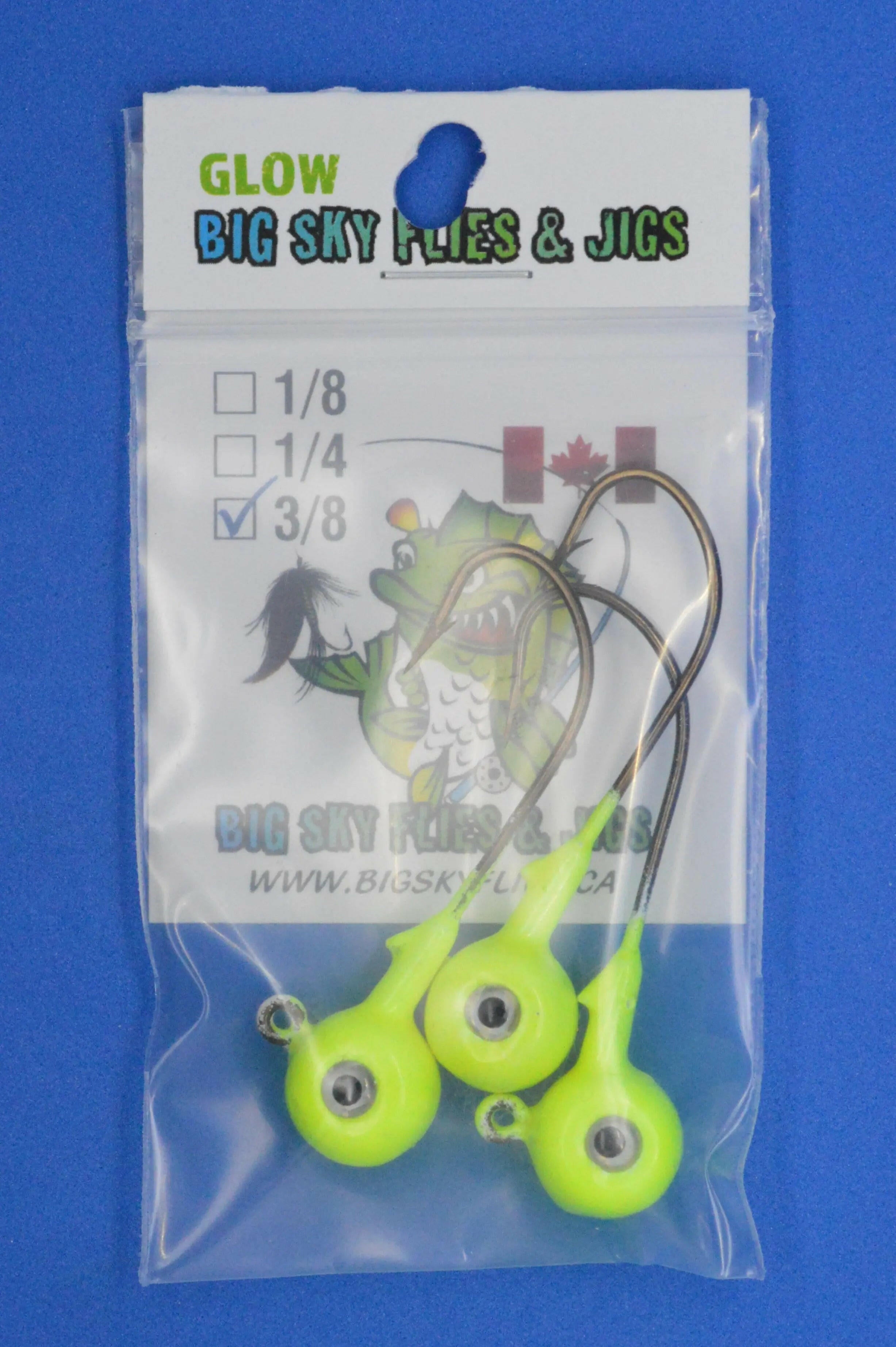 🍁Big Sky Titan 3/8oz Heavy Duty Jig Heads Glow 3/pack