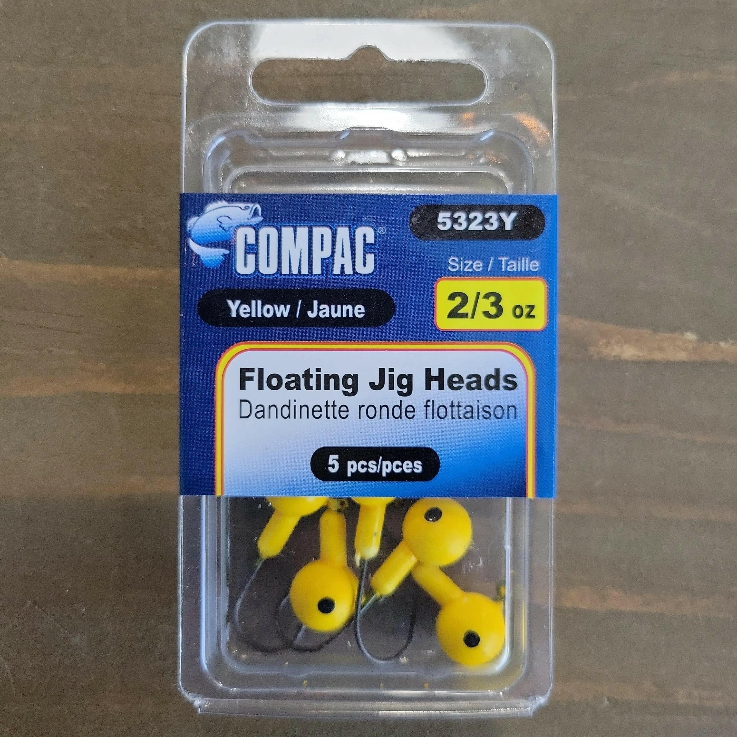 🍁COMPAC Floating Jig Heads Yellow #2 hook 5/pk