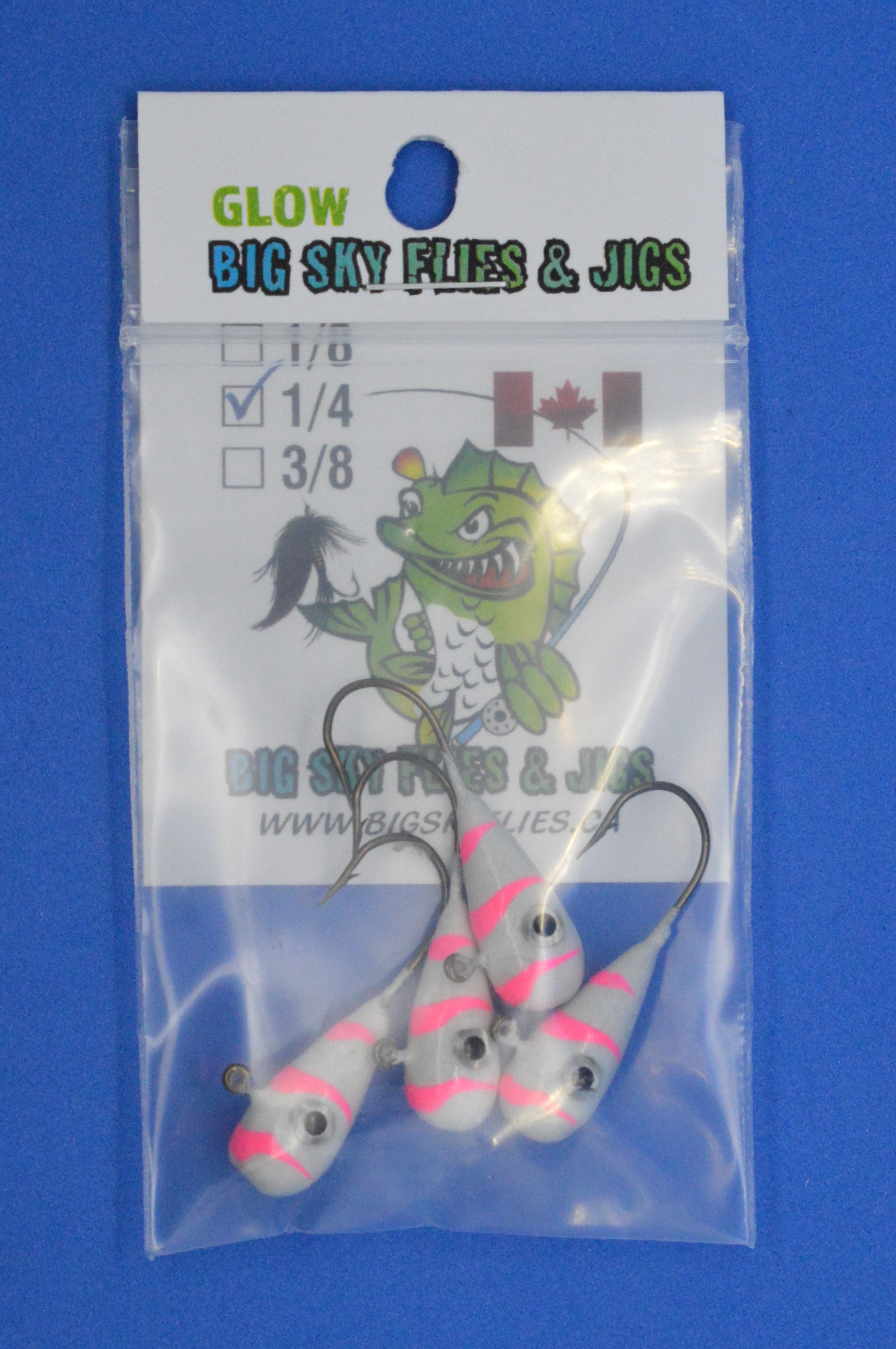 šBig Sky KaleidoscopeĀ 1/4oz Glow Jigs 4/pack