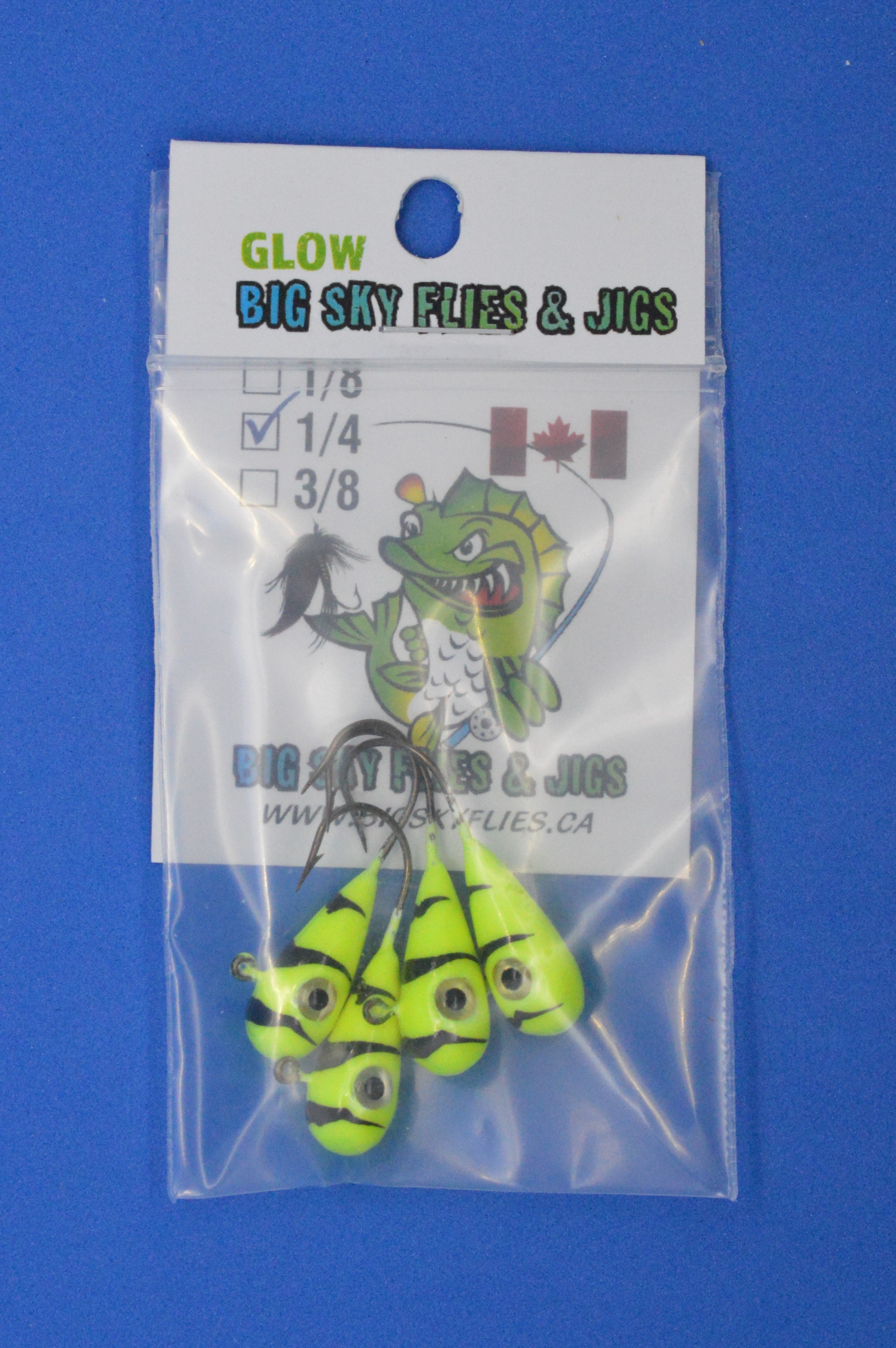 šBig Sky KaleidoscopeĀ 1/4oz Glow Jigs 4/pack