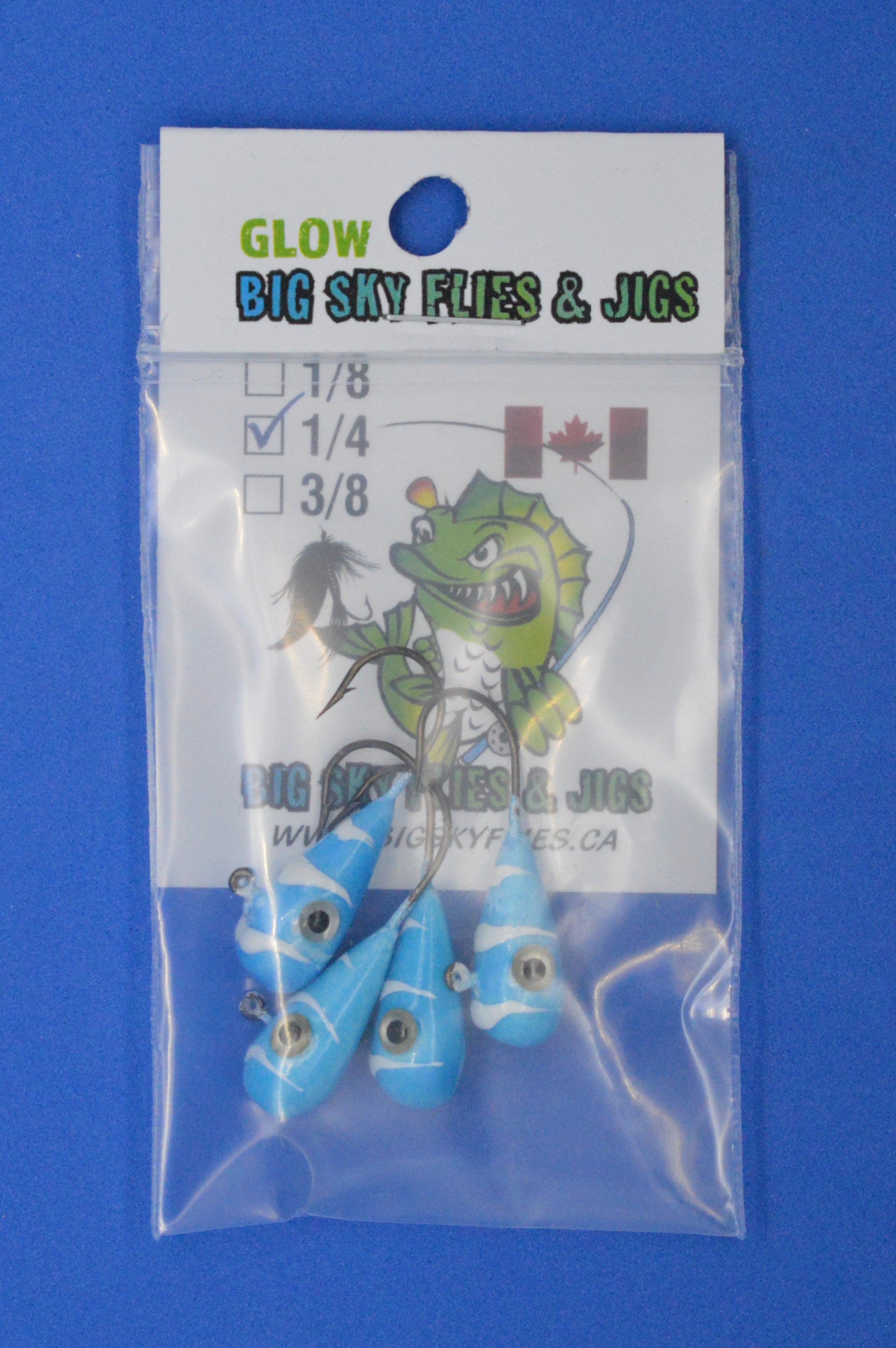 šBig Sky KaleidoscopeĀ 1/4oz Glow Jigs 4/pack