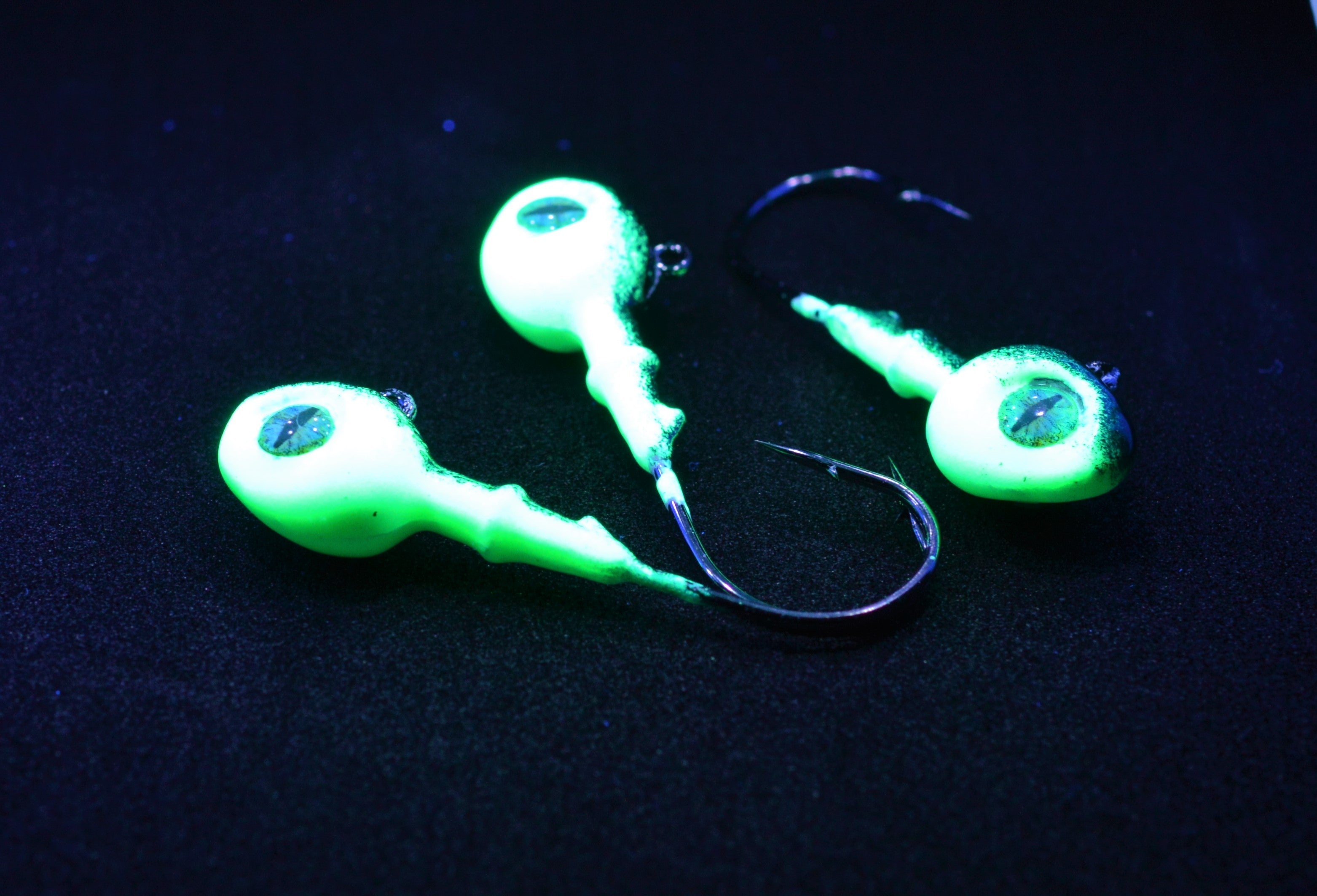 🍁Big Sky Snake Eye 1/4oz Glow Jigs 3/pack
