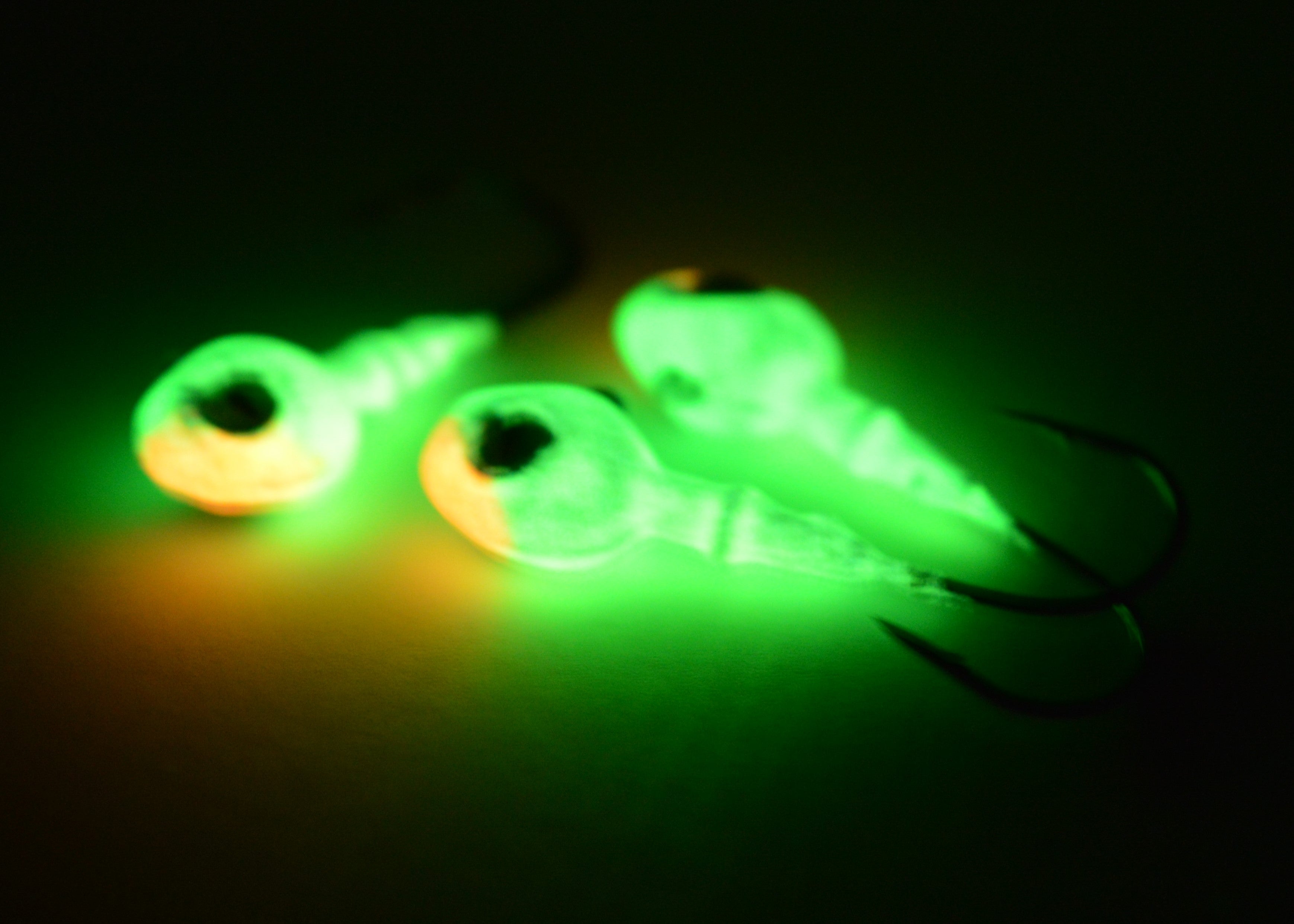 🍁Big Sky Snake Eye 1/4oz Glow Jigs 3/pack