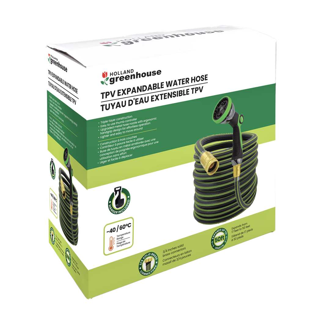 GREENHOUSE - 50' TPV EXPANDABLE HOSE WITH SPRAYER AND HANGER