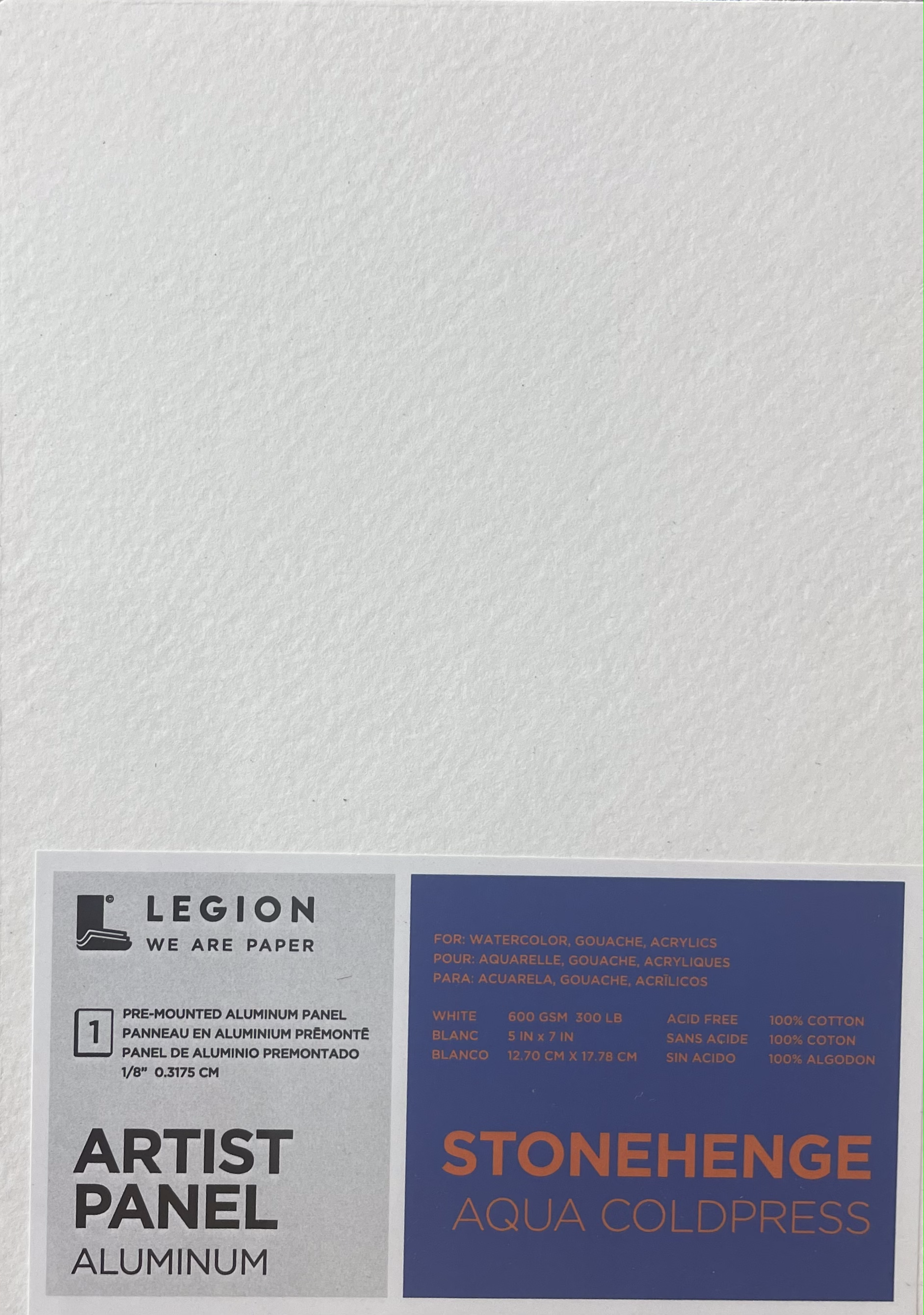 Legion Paper Aluminum Panel - Stonehenge Aqua Coldpress White 5x7" - Art Noise