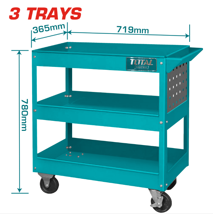 Total Tools - Tool cart with 3 Trays (Industrial grade)
