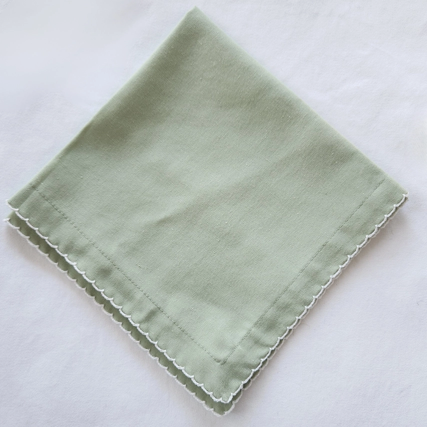 Serene Scallop Trim Linen Blend Napkins | Set of 4