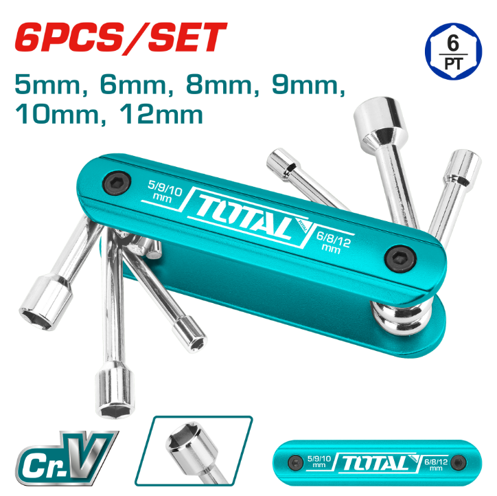 Total Tools - 6 Pcs  folding nut driver set
