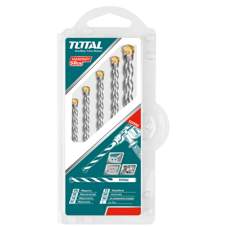 Total Tools - 5 PCS Masonry drill bits set blister