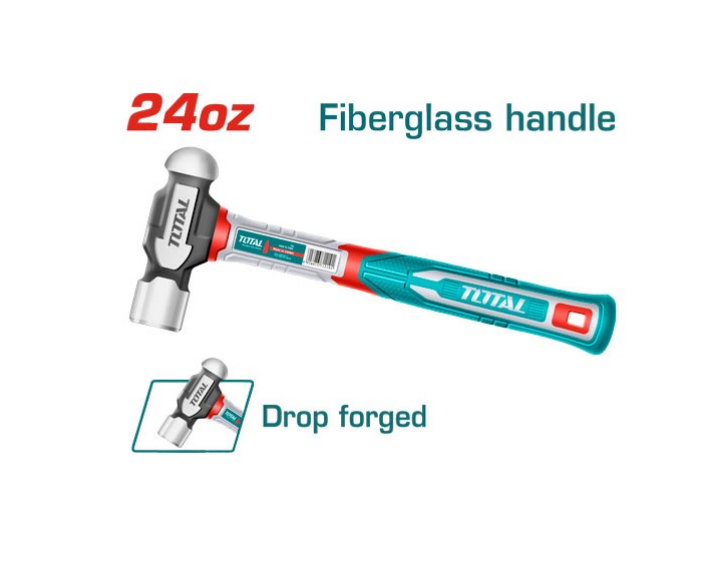 Total Tools - 24oz Ball pein hammer with fiberglass handle