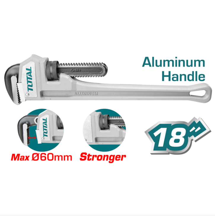 Total Tools - 18" Aluminum Handle Pipe Wrench