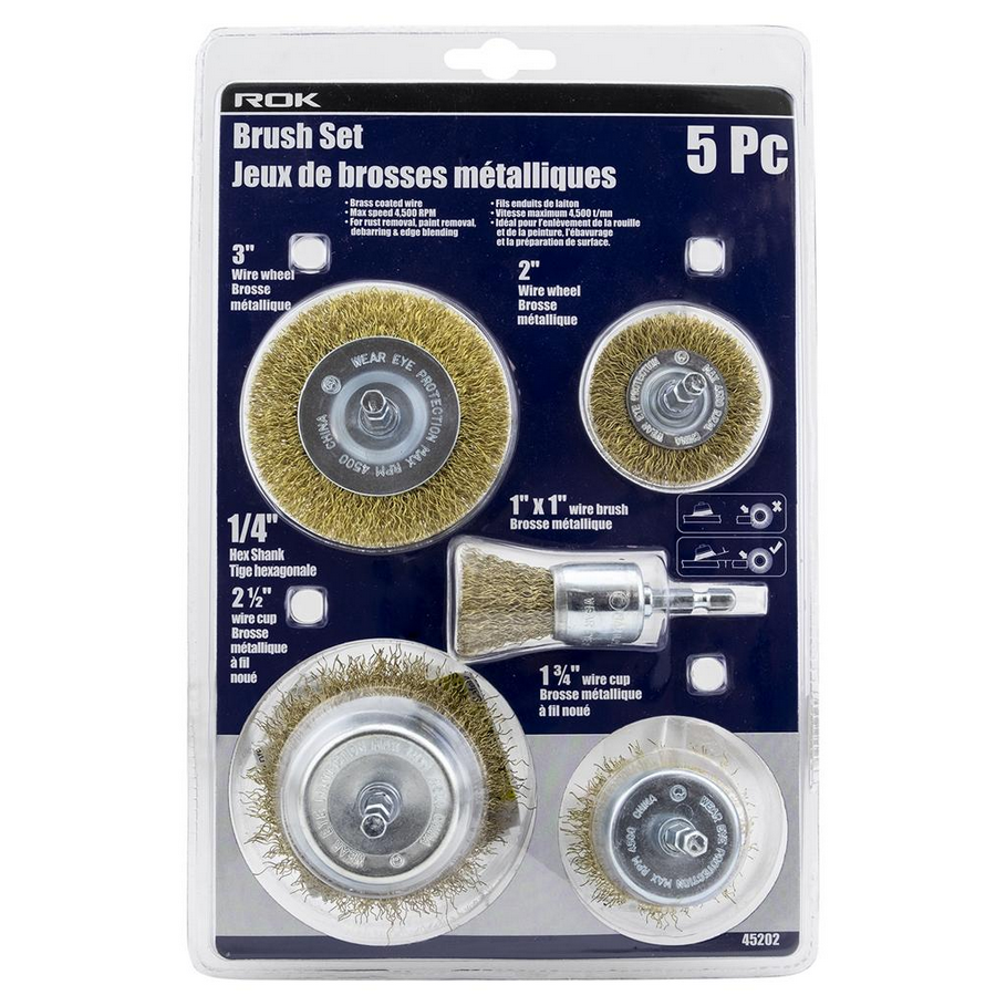 ROK - 5 PC BRASS WIRE BRUSH SET