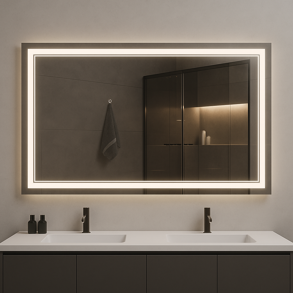 Nebula PureGlow Frameless LED Vanity Mirror – Anti-Fog, Dimmable | 24–60" Sizes