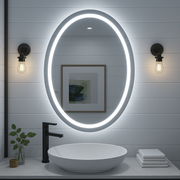 Noir Éclipse Oval LED Vanity Mirror – Dual-Lit, Anti-Fog | 24–30"