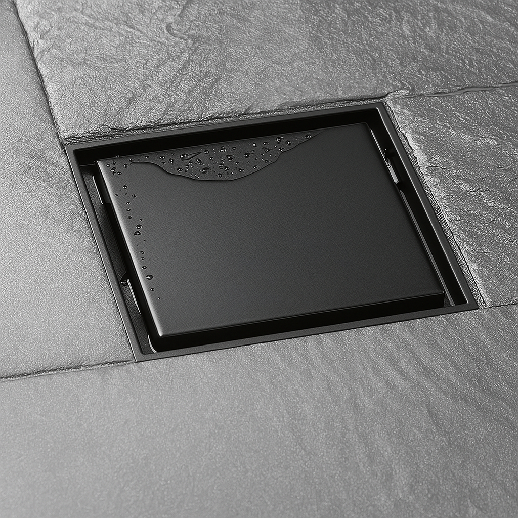 Architect Square Shower Drain – 6"x6", Tile-In or Grate Cover, 304 Stainless