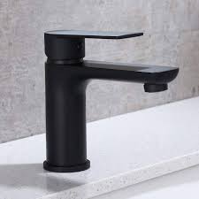 Flat Blade Matte Black Bathroom Faucet – Round Body, cUPC Certified