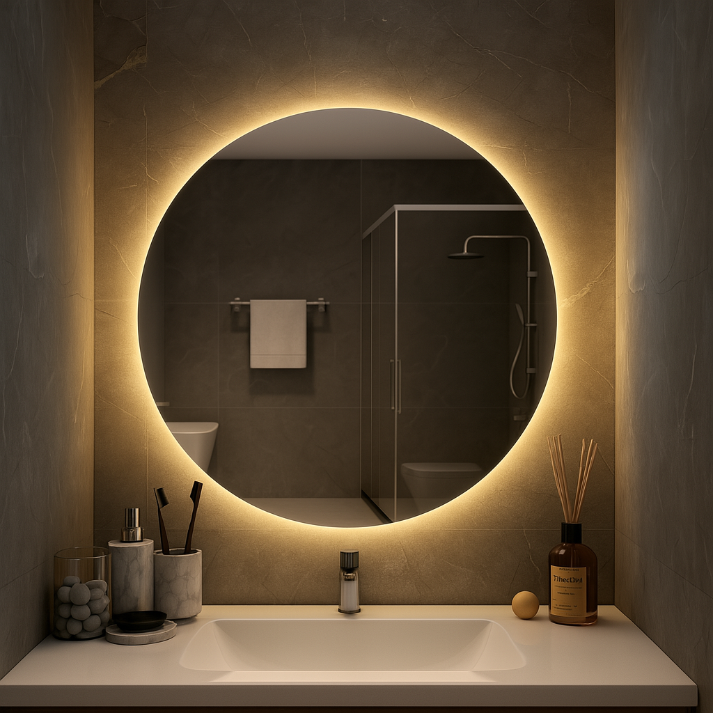 HaloLux Round LED Vanity Mirror – Backlit, Anti-Fog | 24–32"