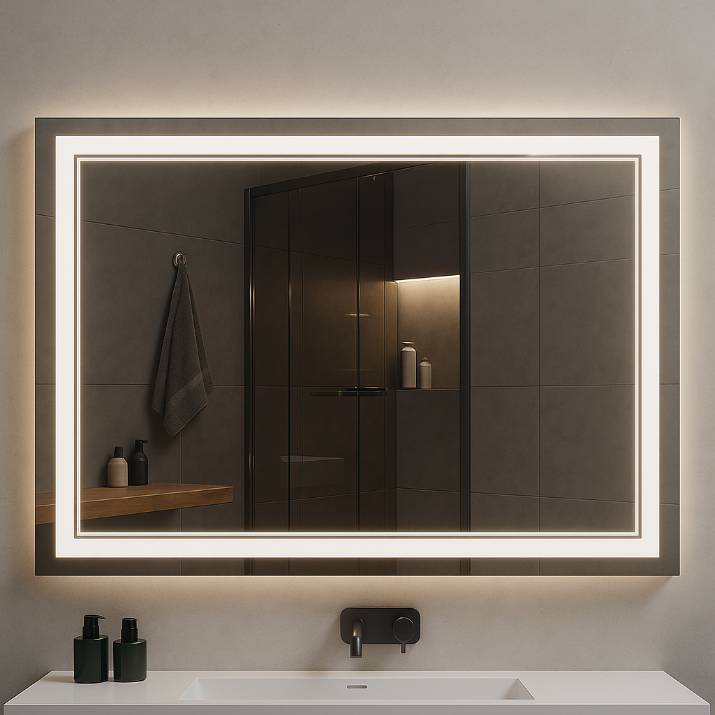 Nebula PureGlow Frameless LED Vanity Mirror – Anti-Fog, Dimmable | 24–60" Sizes