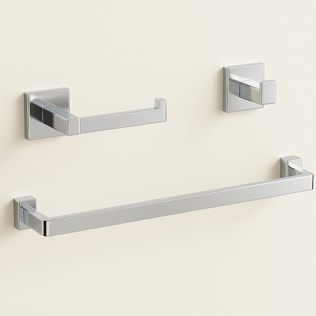 3-Piece Matte Black Bathroom Hardware Set – Towel Bar + Hook + TP