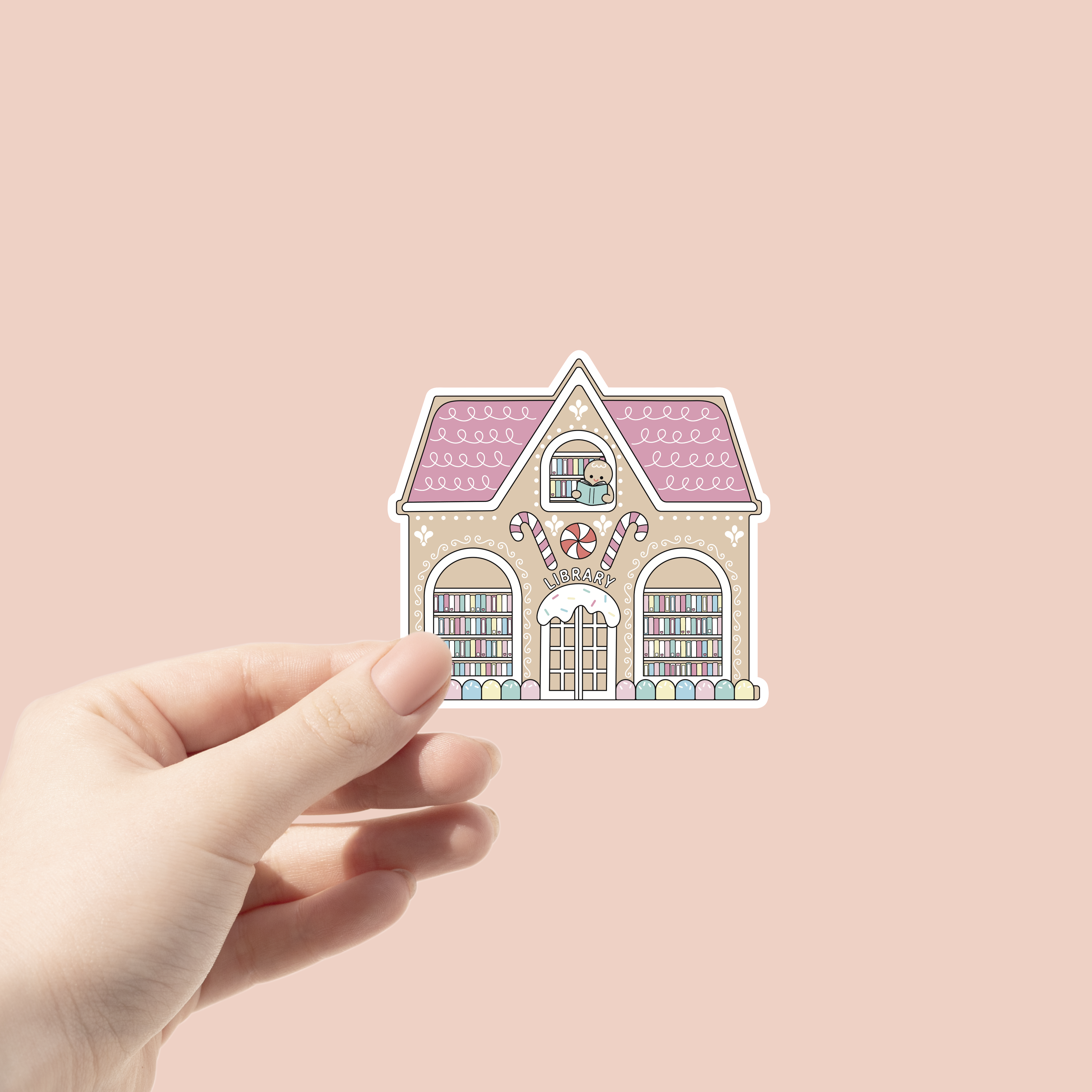 Gingerbread Library Sticker
