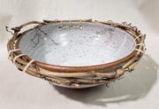 Ceramic and grapevine bowl 9" , white cord - Debra Krakow
