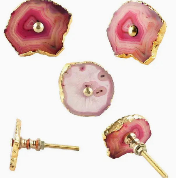 Pink Agate Stone Knob