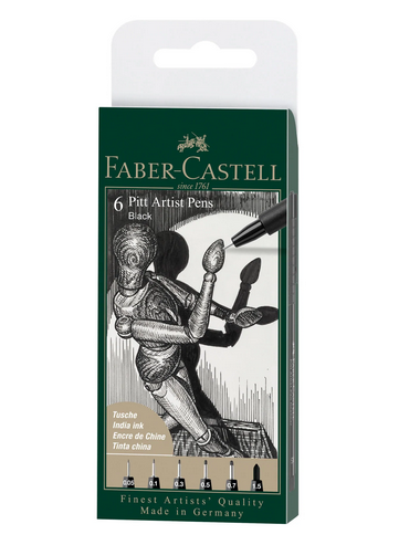 Faber-Castell - PITT Artist Pen - Black Wallet of 6 - Art Noise